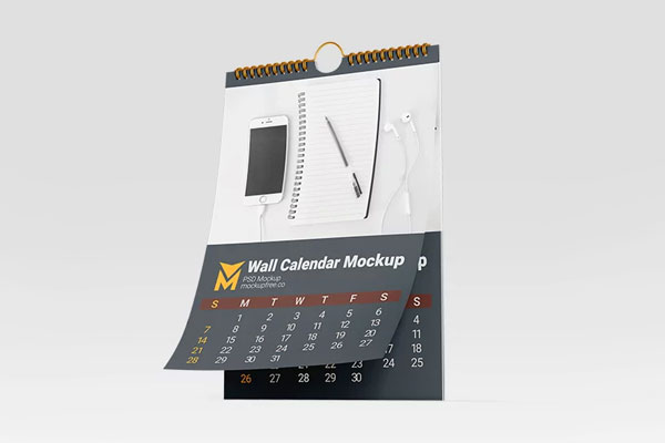 Free Wall Calendar Mockup PSD Template