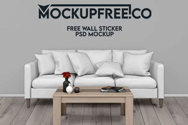 Free Wall Sticker Mockup PSD Template