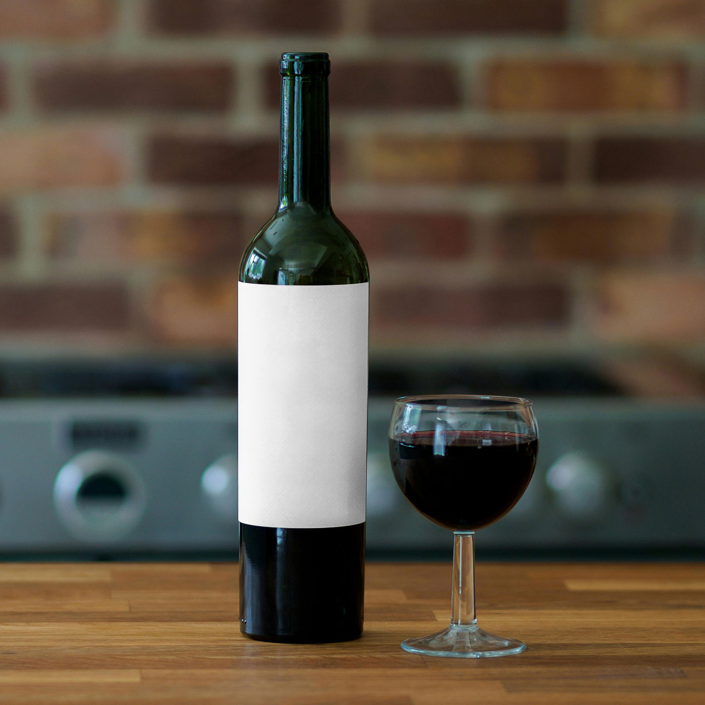 Free Wine Label with Glass Mockup PSD Template