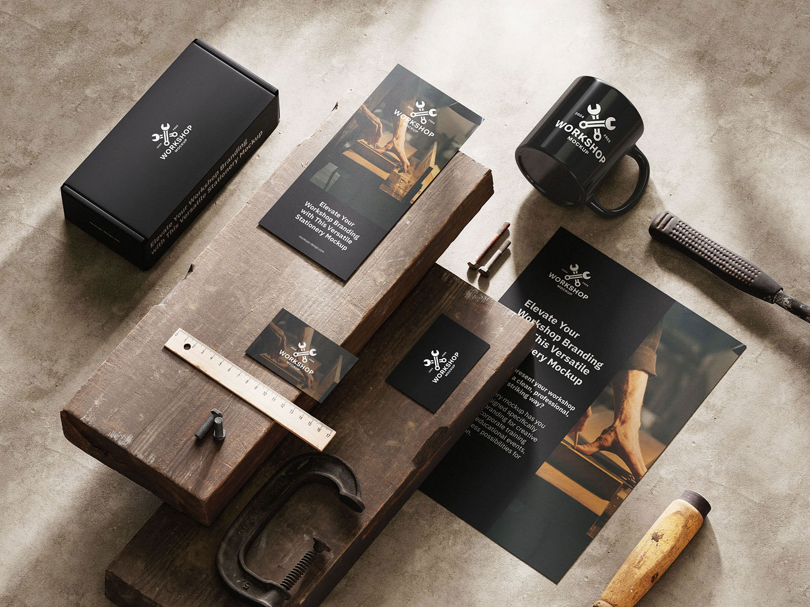 Free Workshop Stationery Mockup Set PSD Template