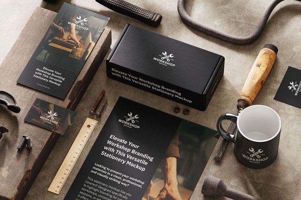 Free Workshop Stationery Mockup Set PSD Template