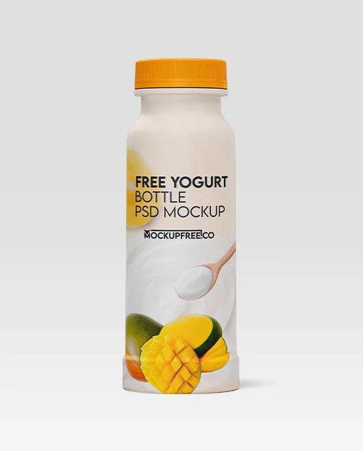 Free Yogurt Bottle Mockup PSD Template