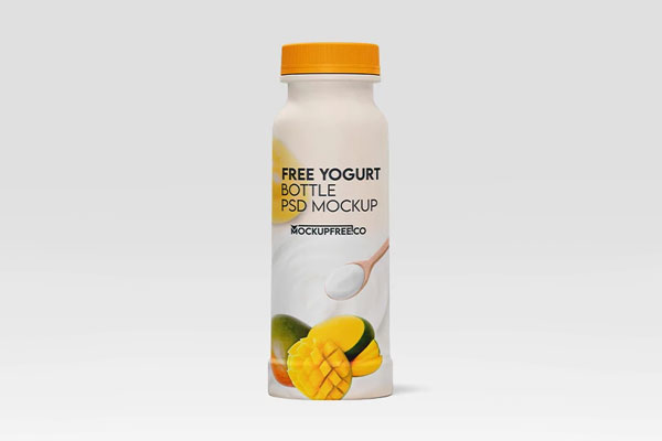 Free Yogurt Bottle Mockup PSD Template