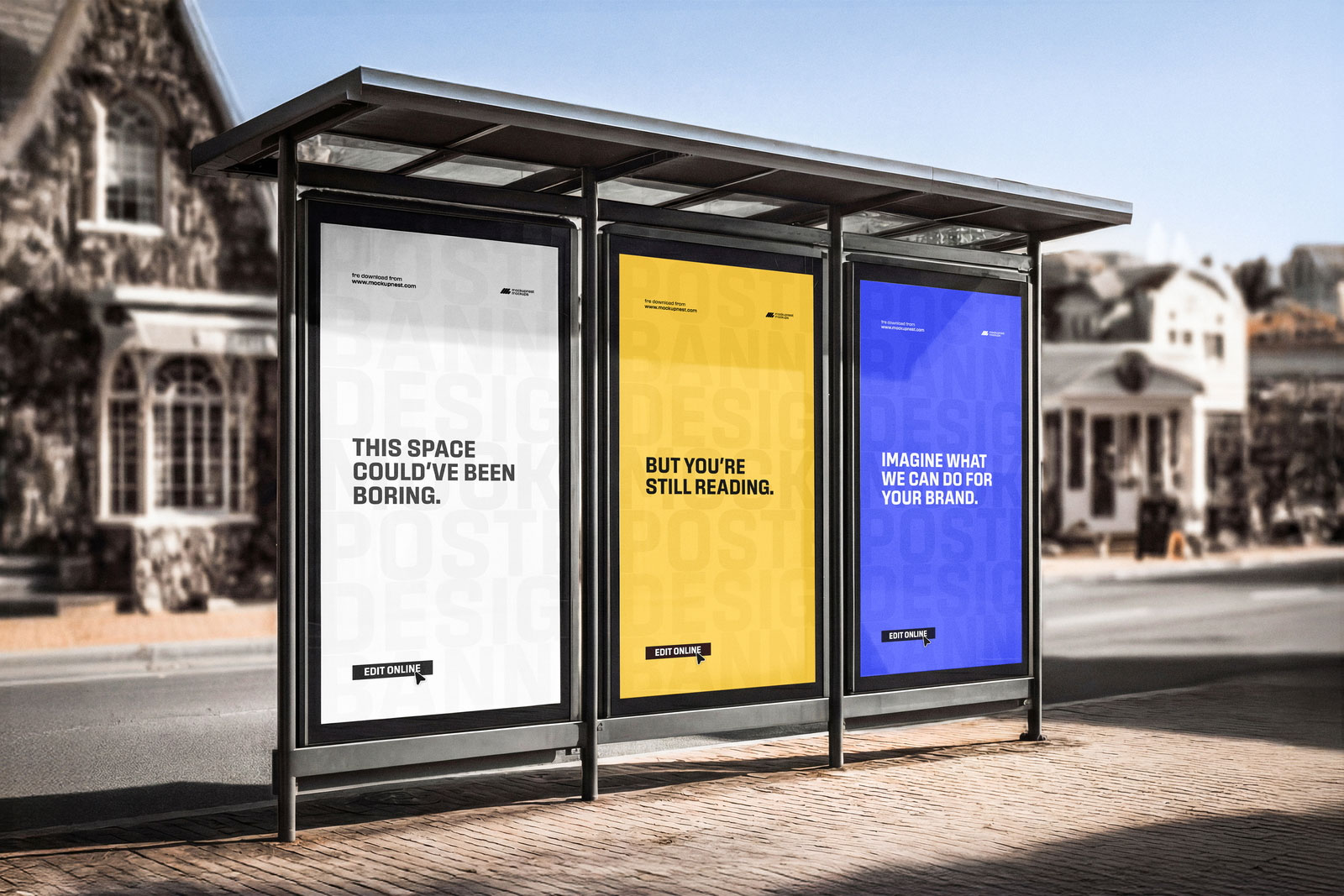 Free 3 Panel Billboard Mockup PSD Template