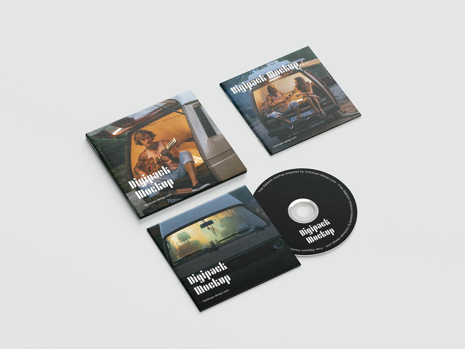 Free 5 CD Digipack Mockups PSD Template