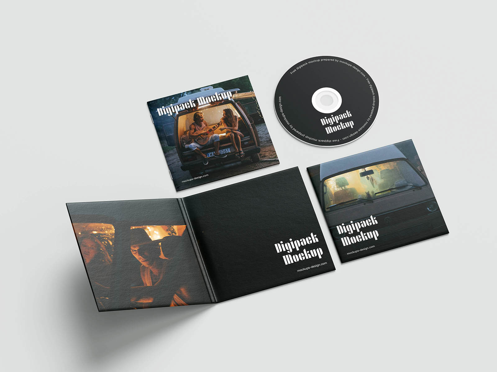 Free 5 CD Digipack Mockups PSD Template