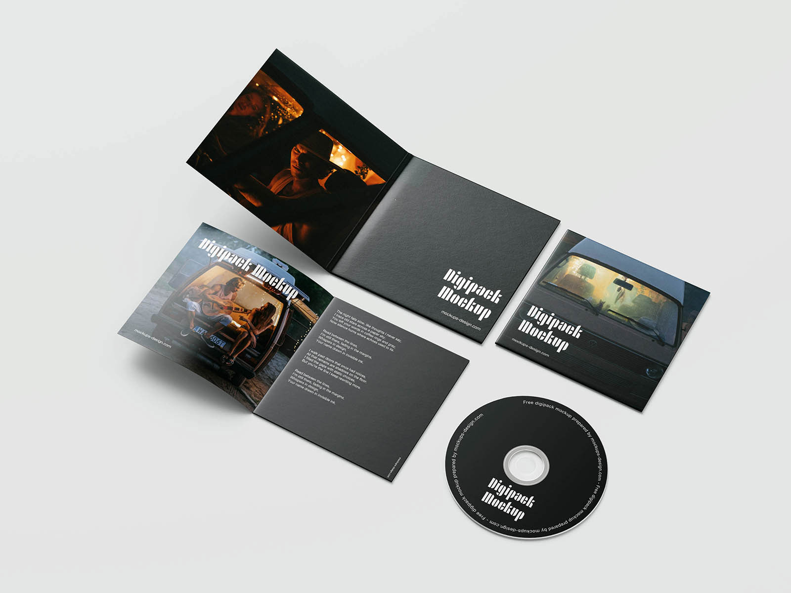 Free 5 CD Digipack Mockups PSD Template