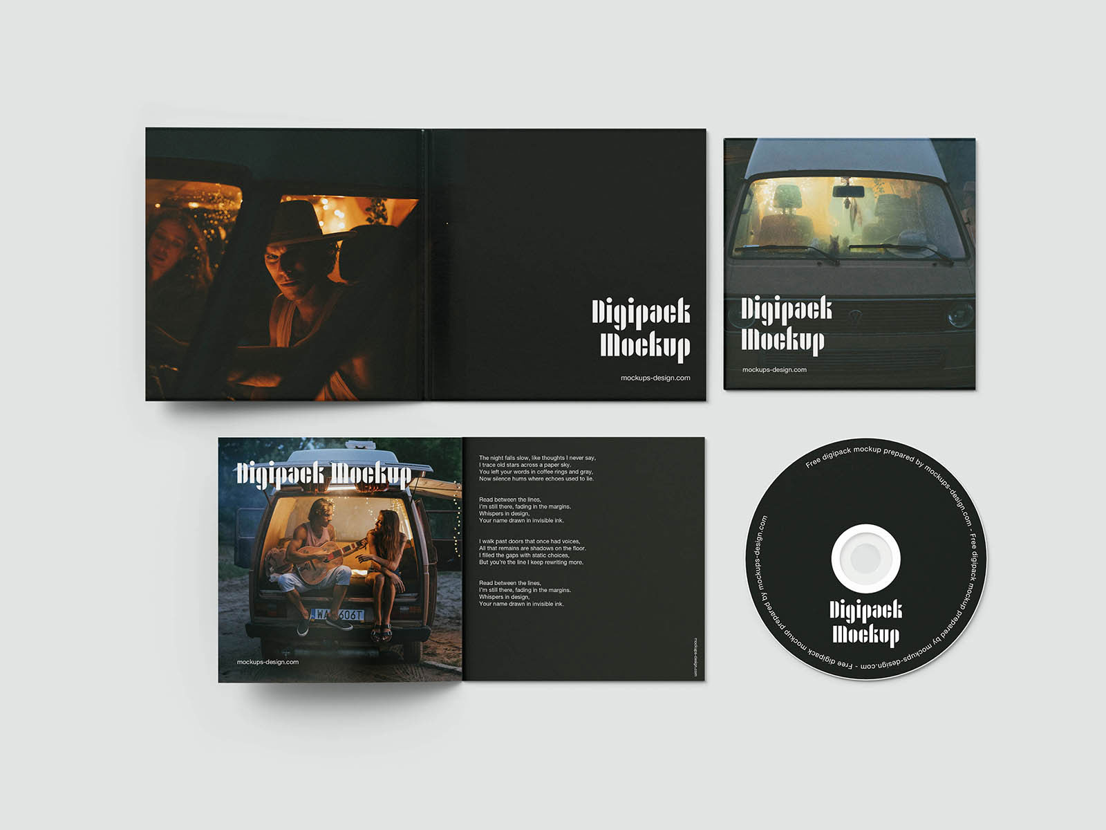Free 5 CD Digipack Mockups PSD Template