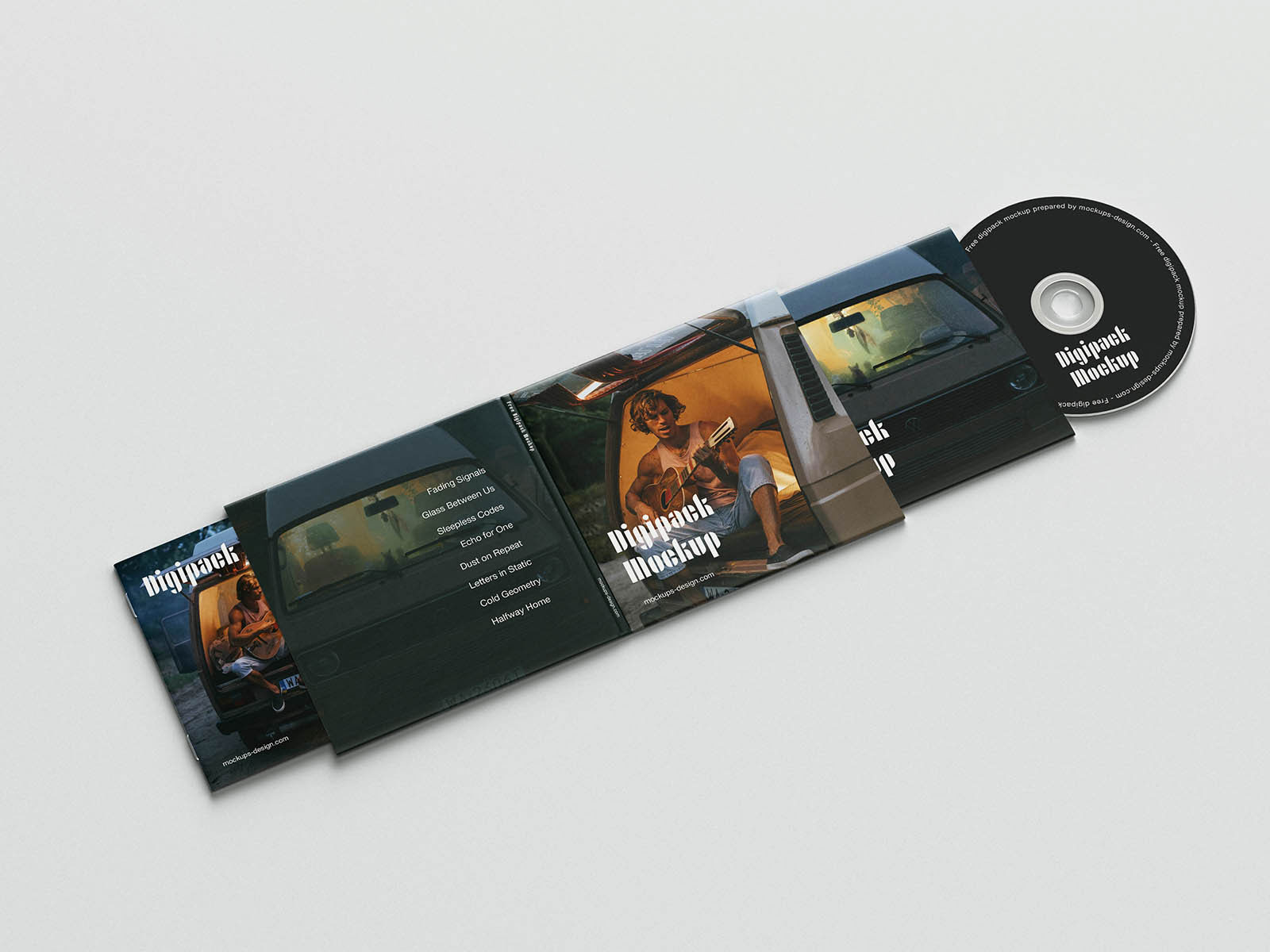 Free 5 CD Digipack Mockups PSD Template