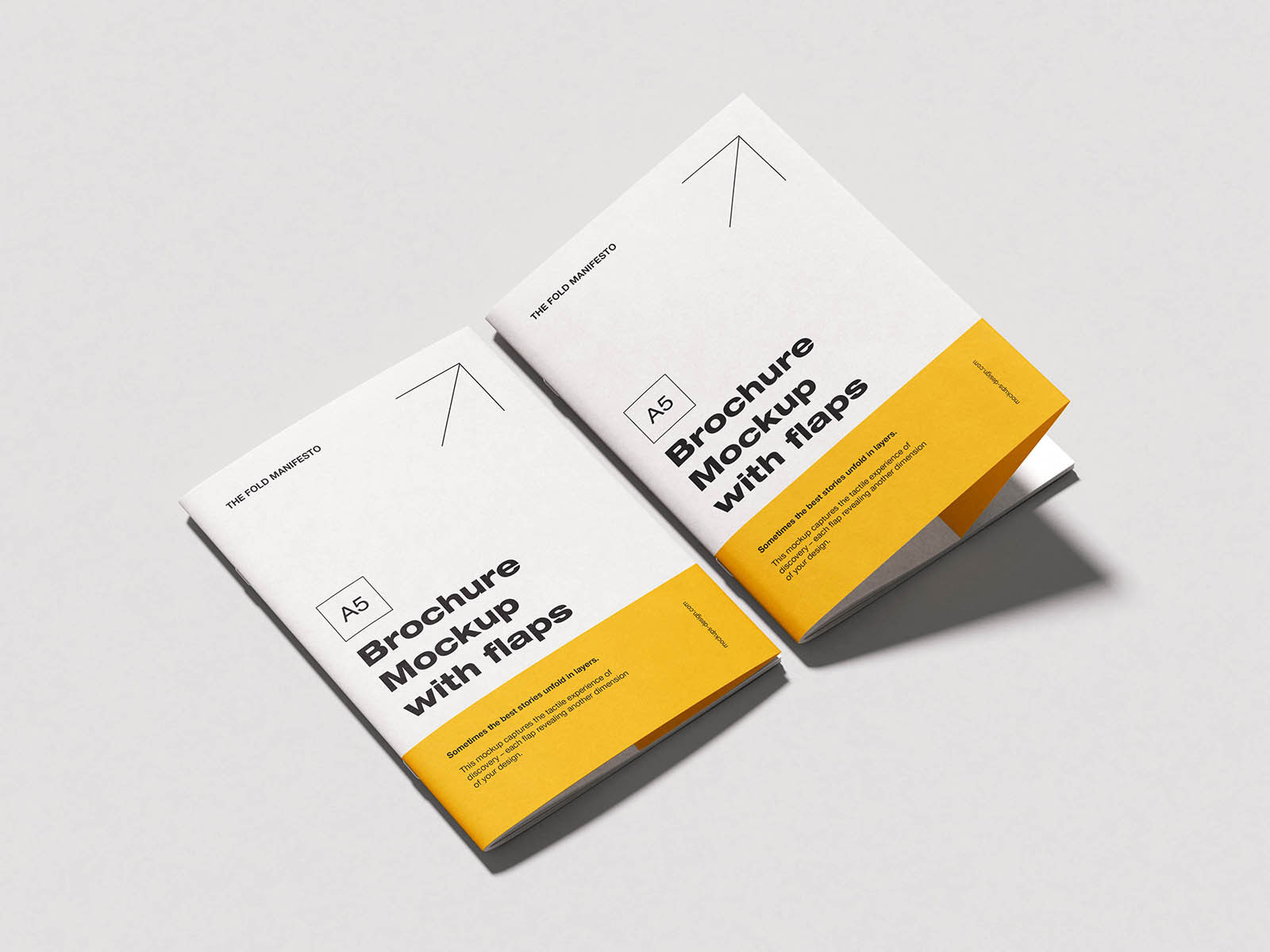 Free A5 Brochure with Flaps Mockup PSD Template