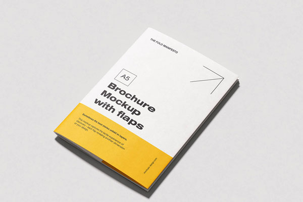 Free A5 Brochure with Flaps Mockup PSD Template