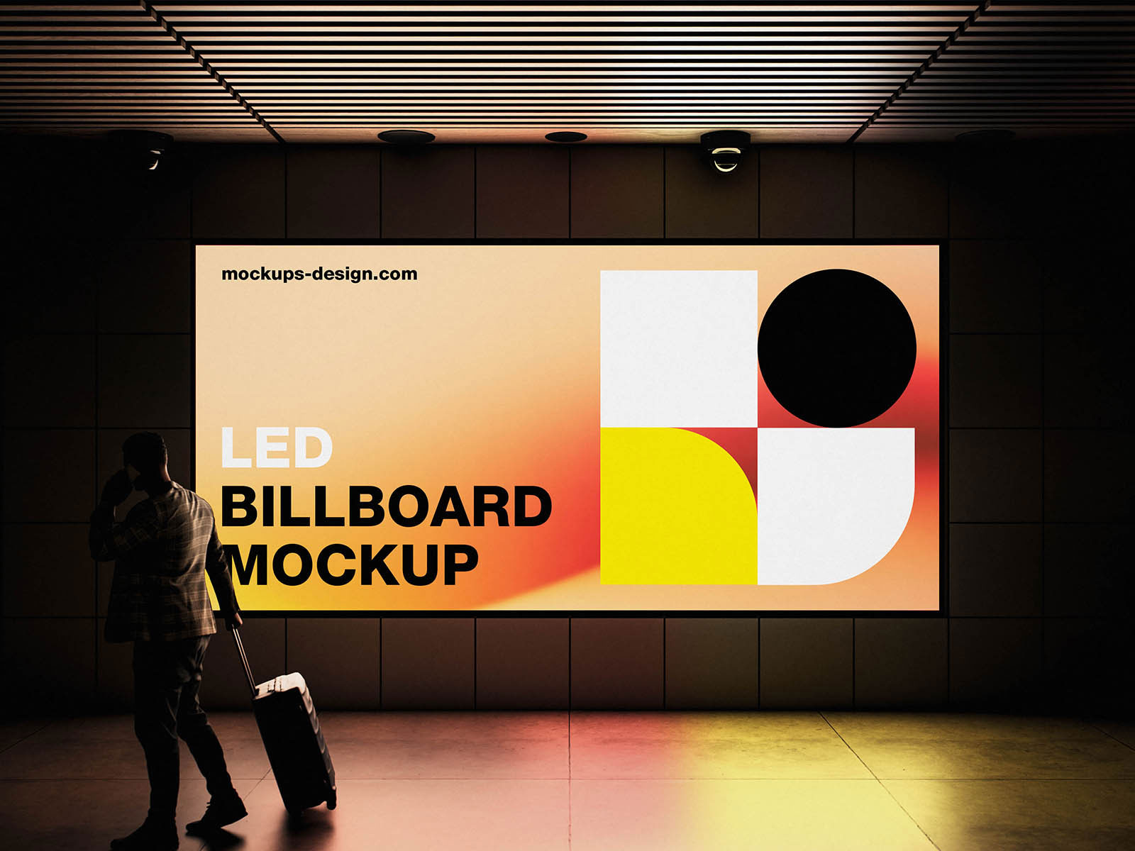 Free Ambient LED Billboard Mockup PSD Template
