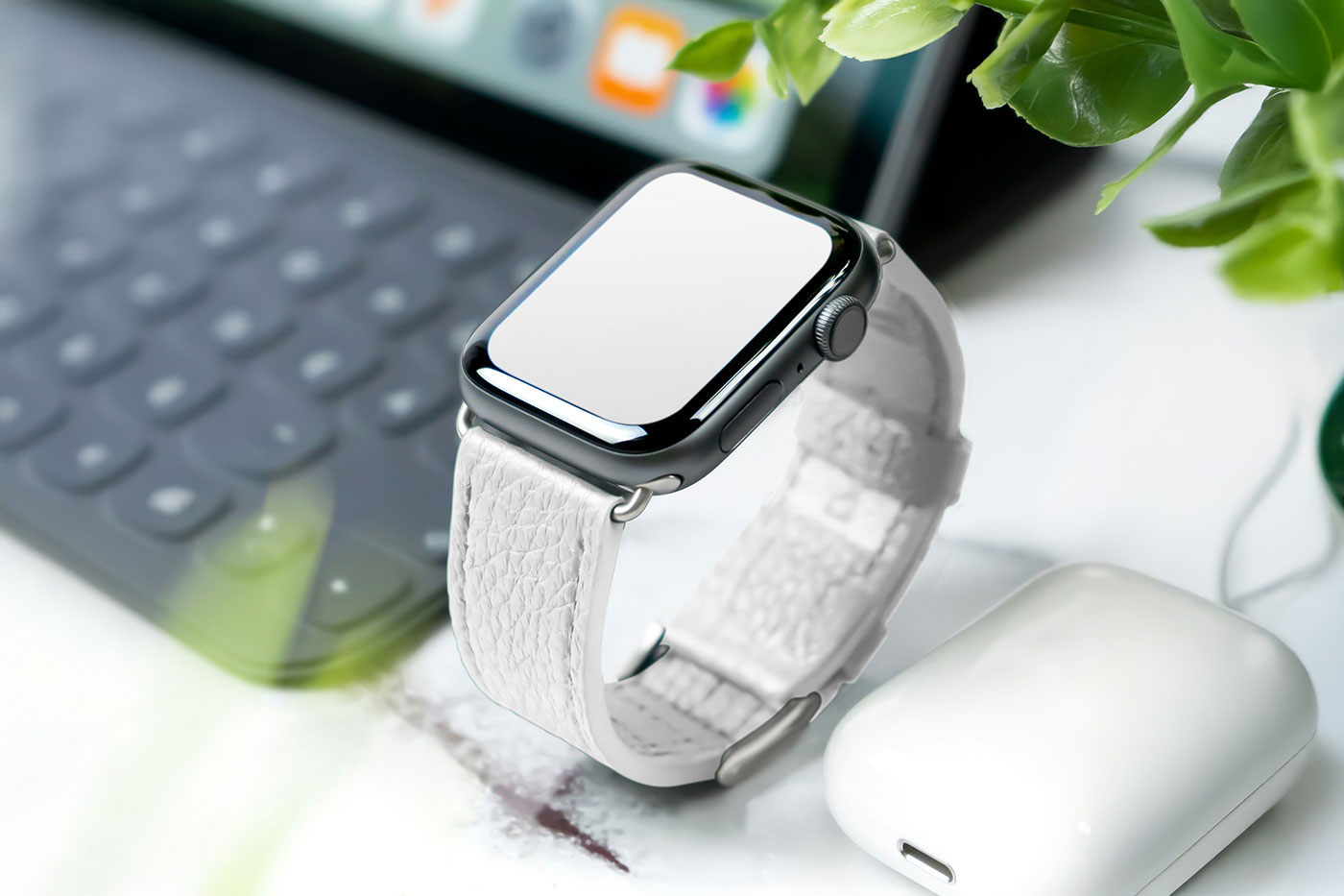 Free Apple Watch Mockup on Desk PSD Template