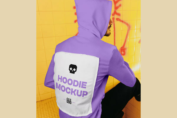Free Back View Hoodie Mockup PSD Template