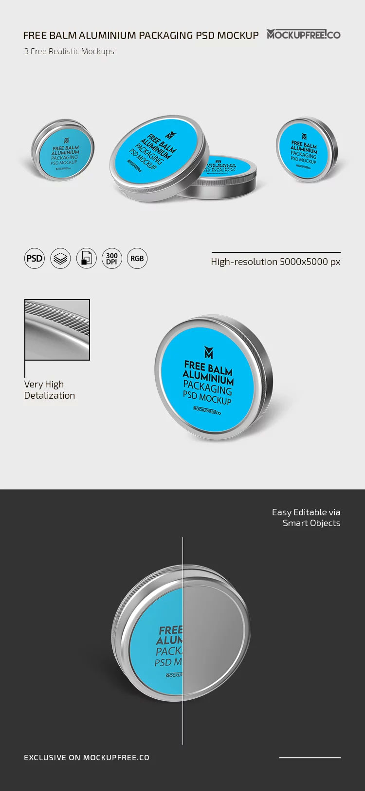 Free Balm Aluminium Packaging Mockup PSD Template