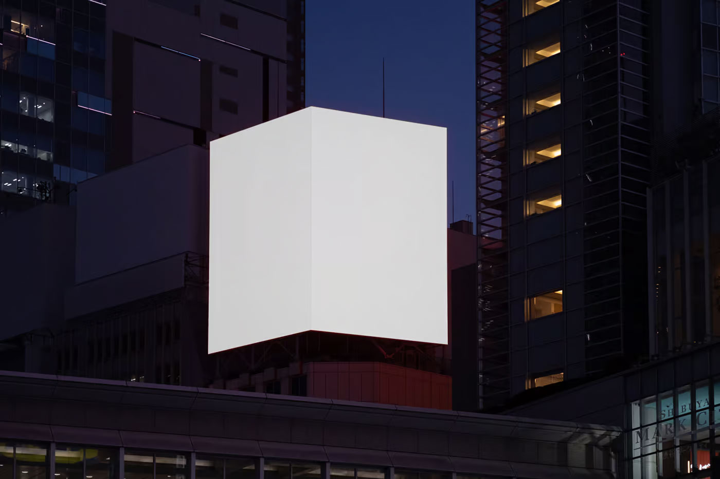 Free Big Corner Billboard Mockup PSD Template