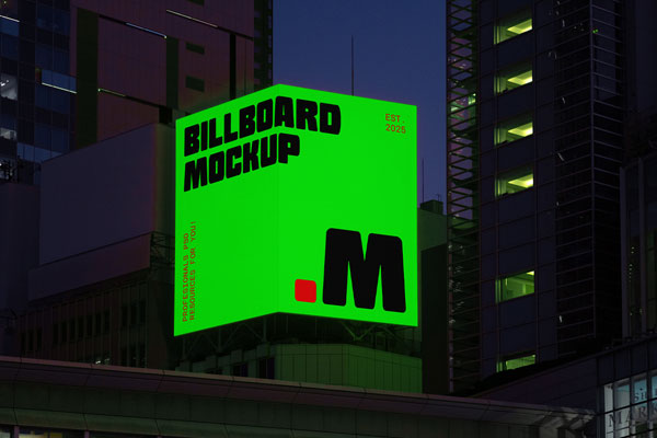 Free Big Corner Billboard Mockup PSD Template
