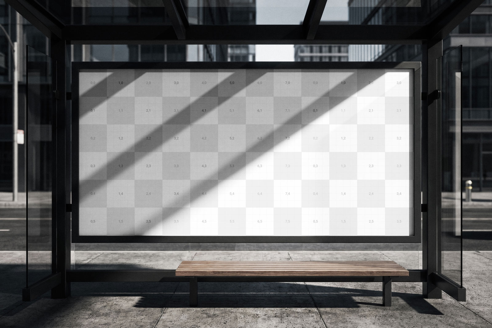 Free Billboard Mockup at Bus Stop PSD Template
