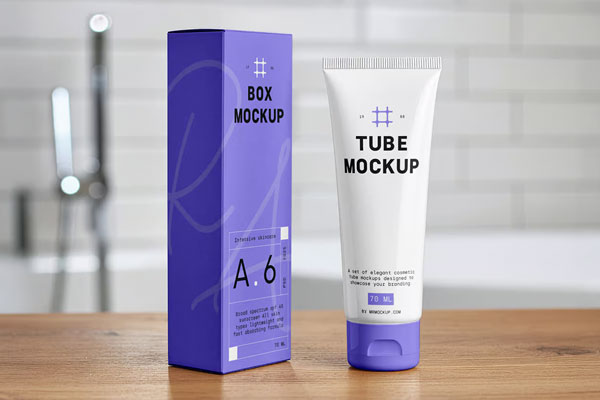 Free Box Cosmetic Tube Mockup PSD Template
