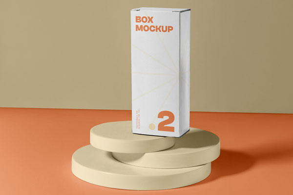 Free Box Standing on Stands Mockup PSD Template