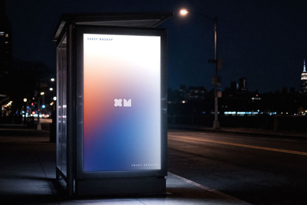Free Bus Stop Vertical Screen Mockup PSD Template