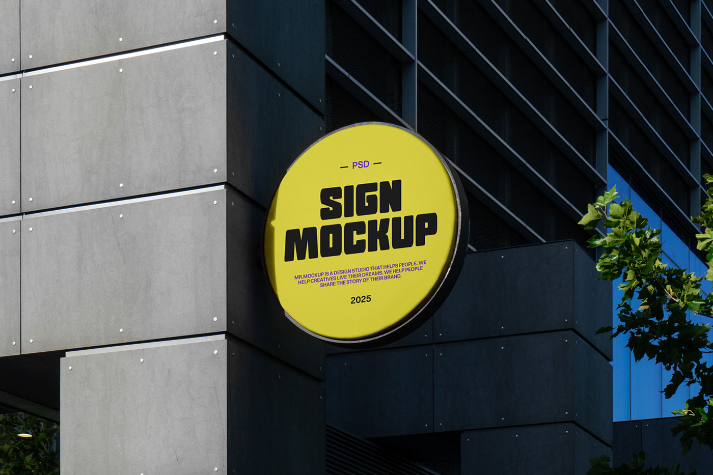 Free Circle Sign Mockup PSD Template