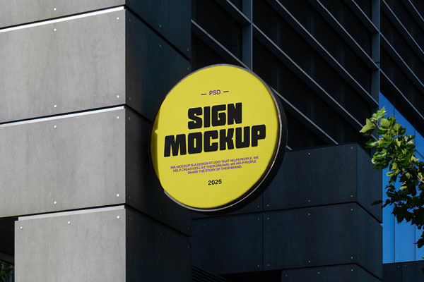 Free Circle Sign Mockup PSD Template