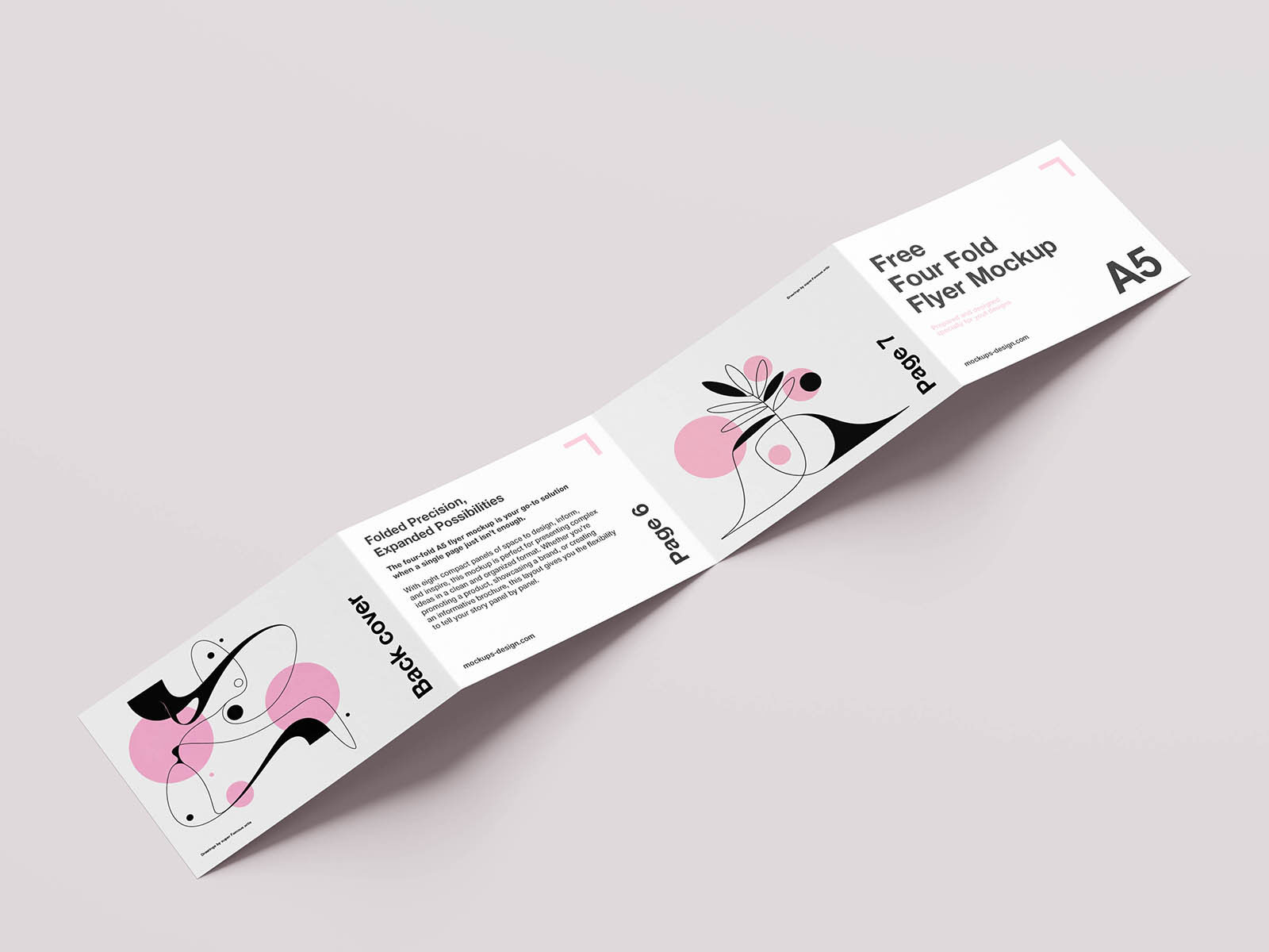 Free Clean Four Fold Flyer Mockup PSD Template