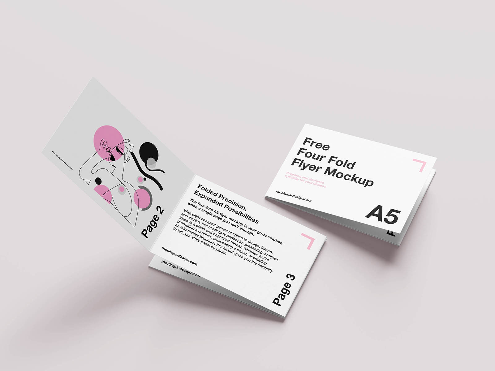 Free Clean Four Fold Flyer Mockup PSD Template