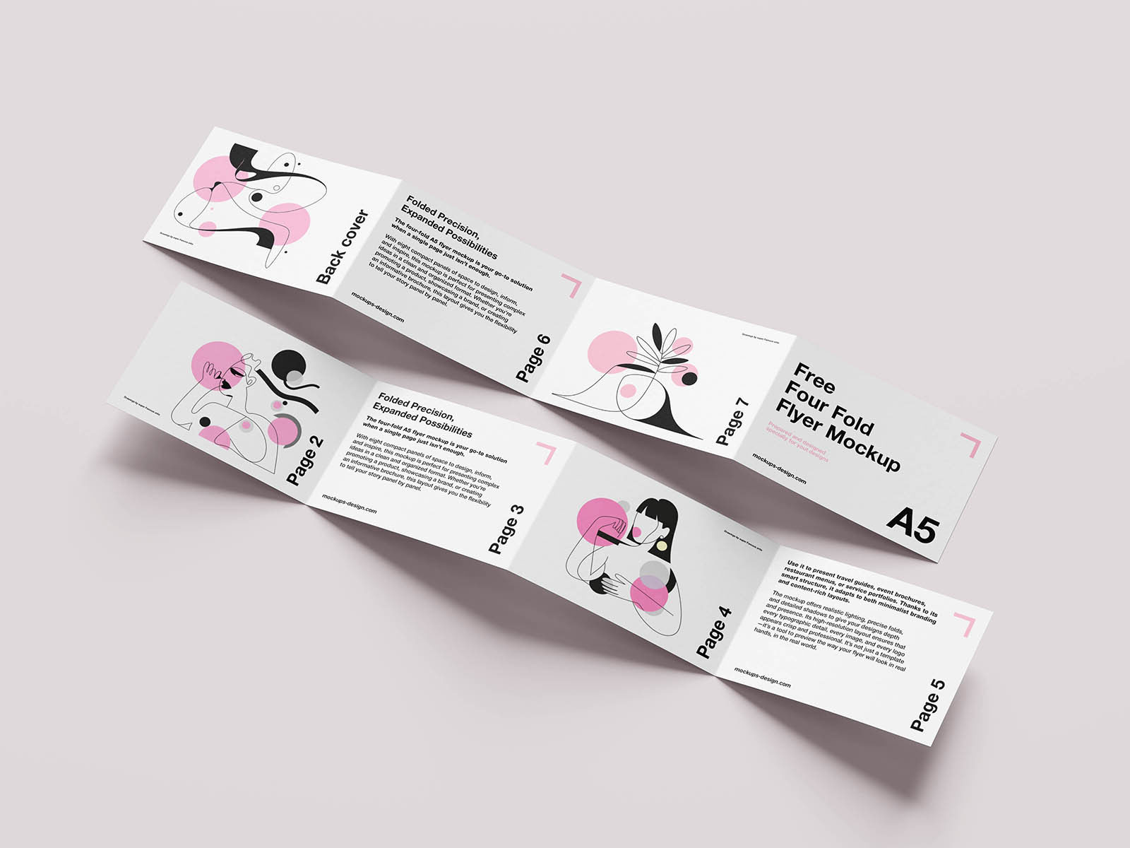 Free Clean Four Fold Flyer Mockup PSD Template