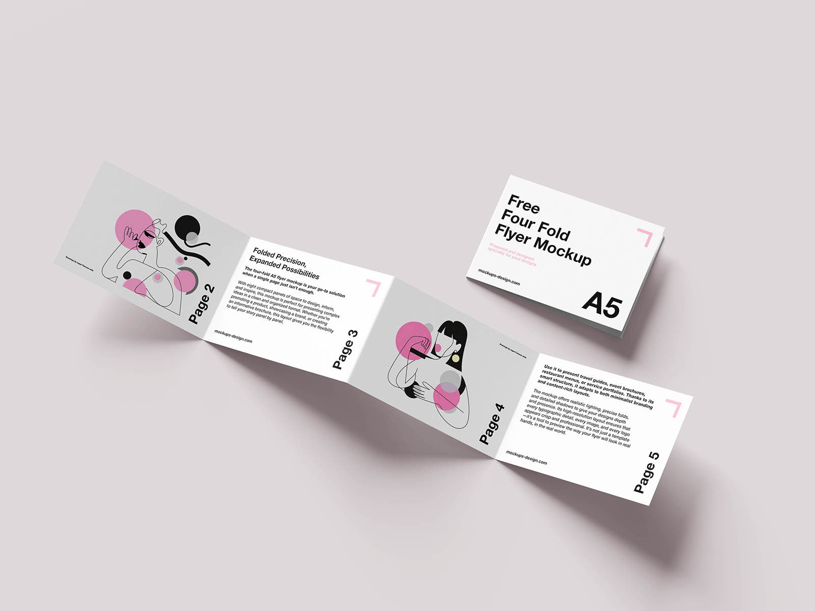 Free Clean Four Fold Flyer Mockup PSD Template