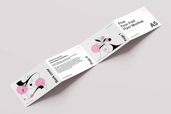 Free Clean Four Fold Flyer Mockup PSD Template
