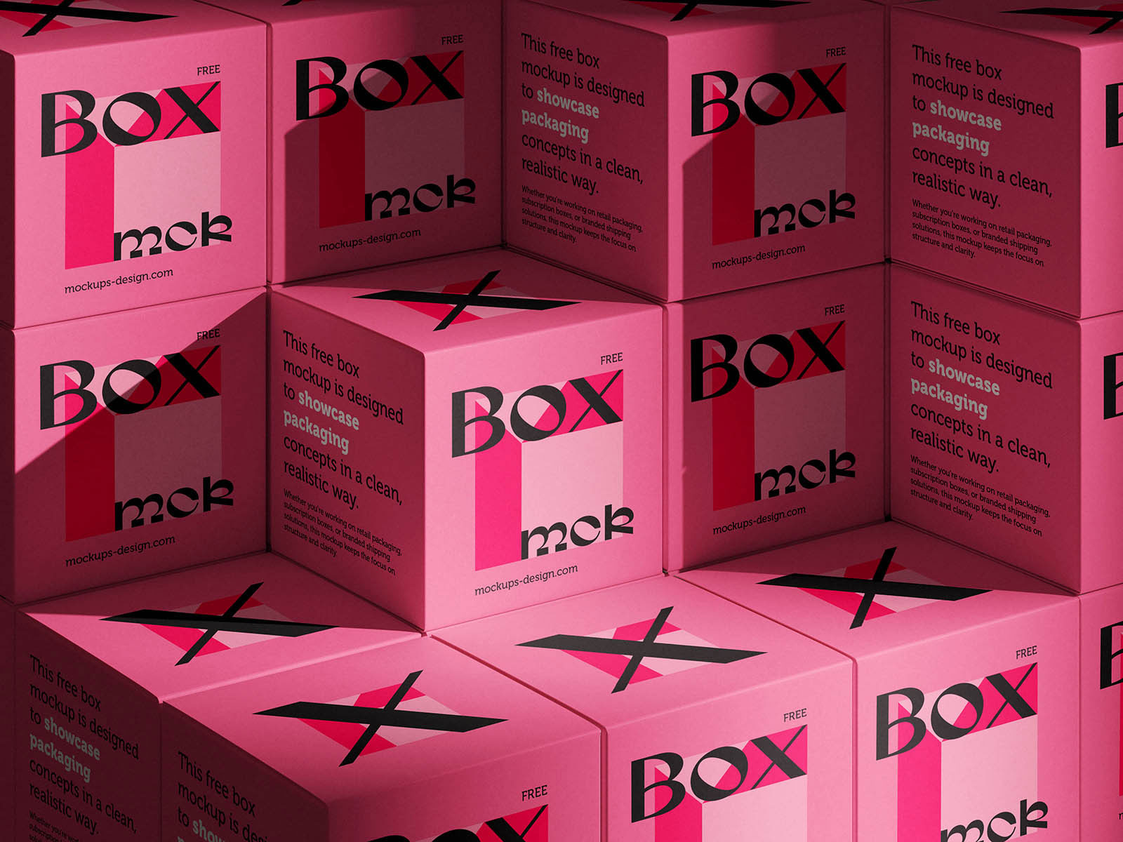 Free Clean Stacked Box Mockup PSD Template