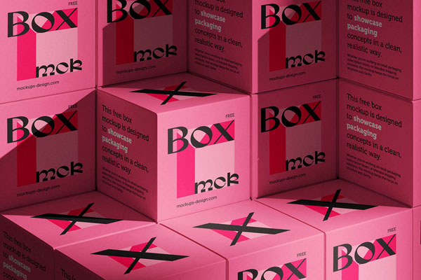 Free Clean Stacked Box Mockup PSD Template