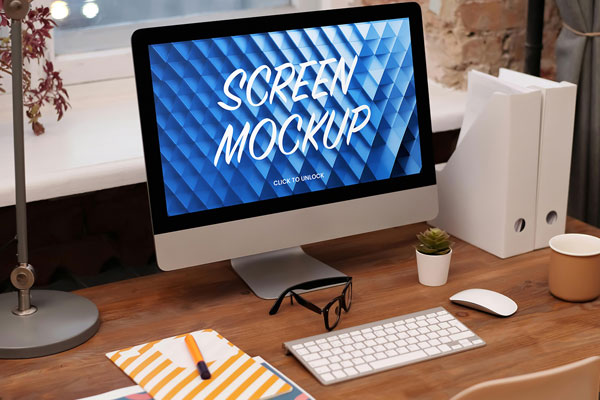 Free Computer iMac Mockup PSD Template