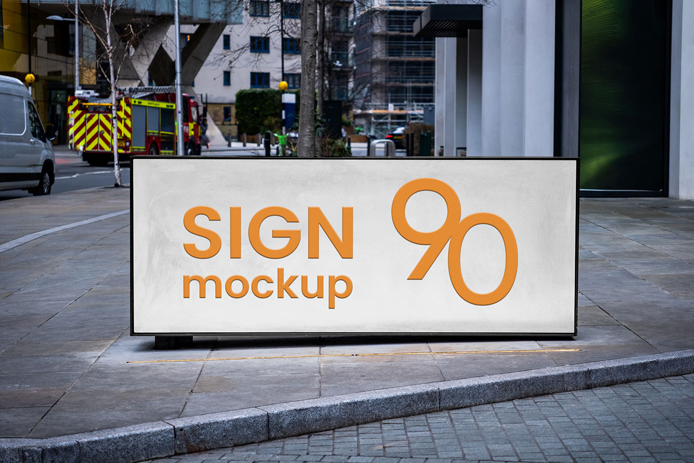 Free Concrete City Sign Mockup PSD Template