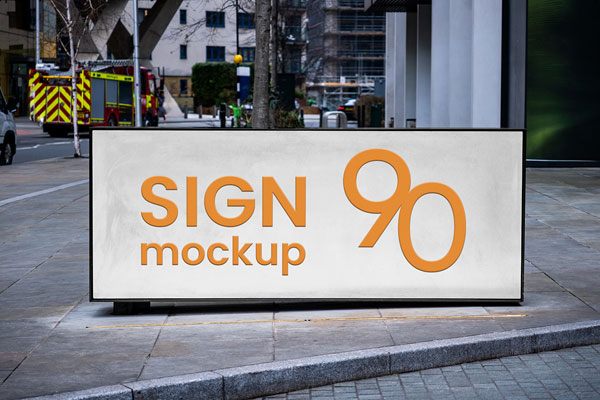 Free Concrete City Sign Mockup PSD Template