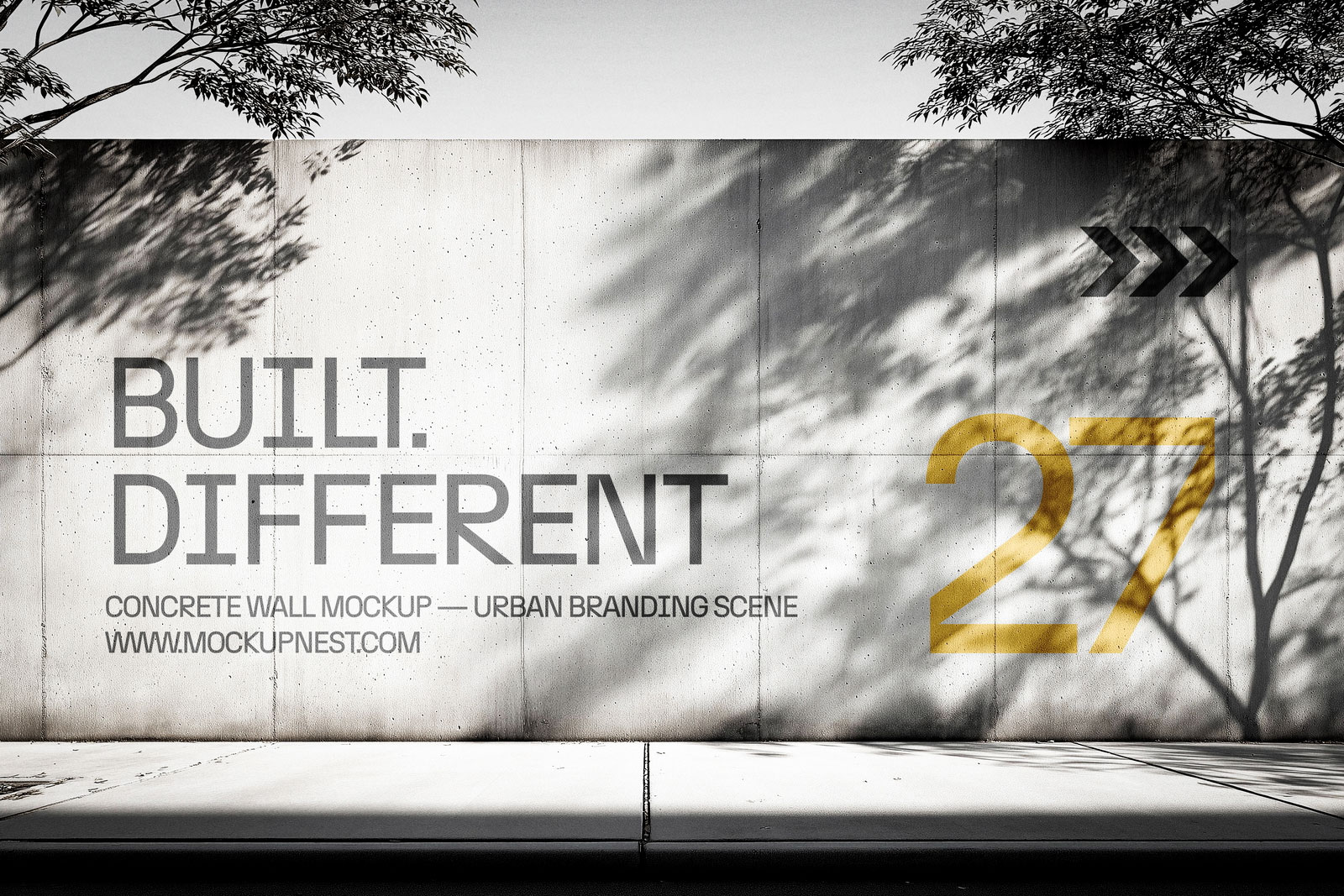 Free Concrete Wall Branding Mockup PSD Template
