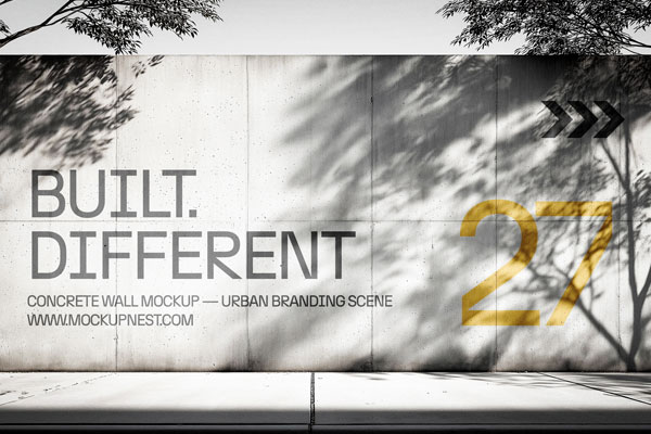 Free Concrete Wall Branding Mockup PSD Template
