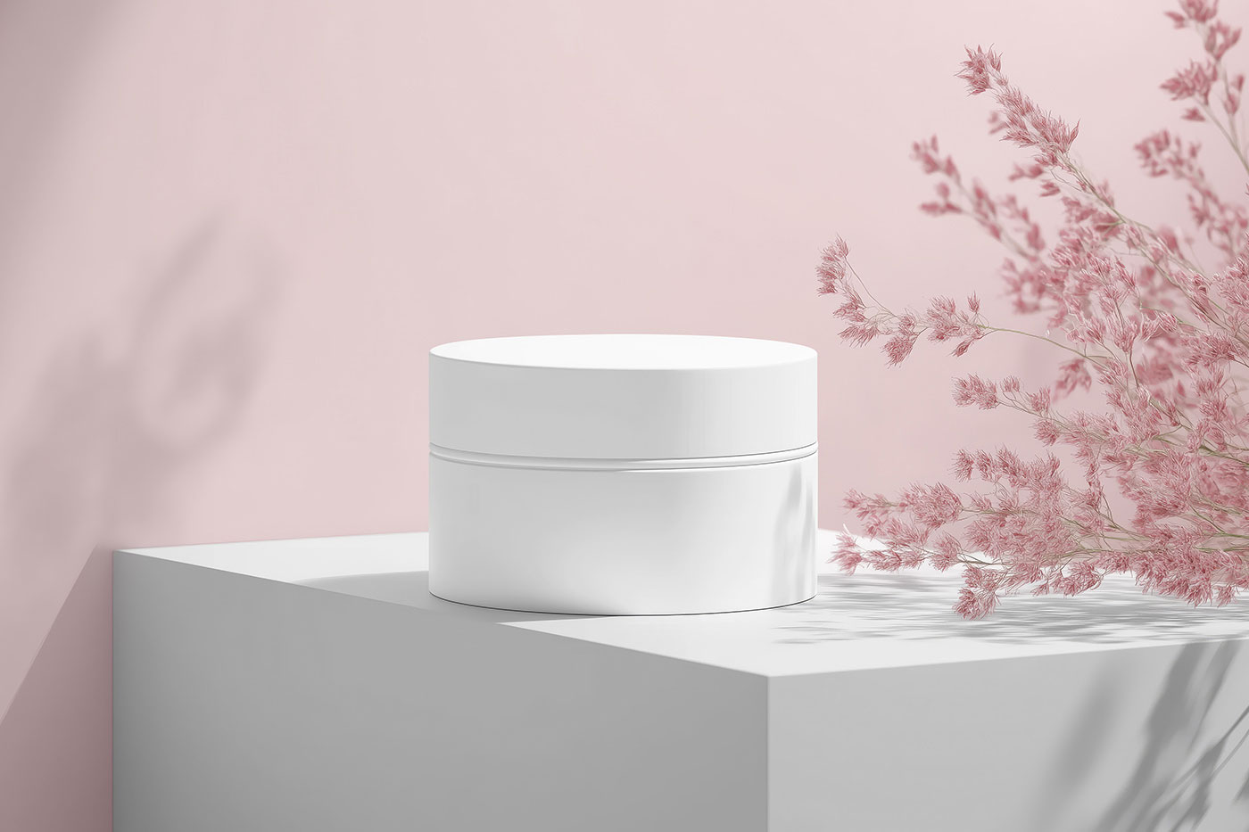 Free Cosmetic Jar on Cube Mockup PSD Template