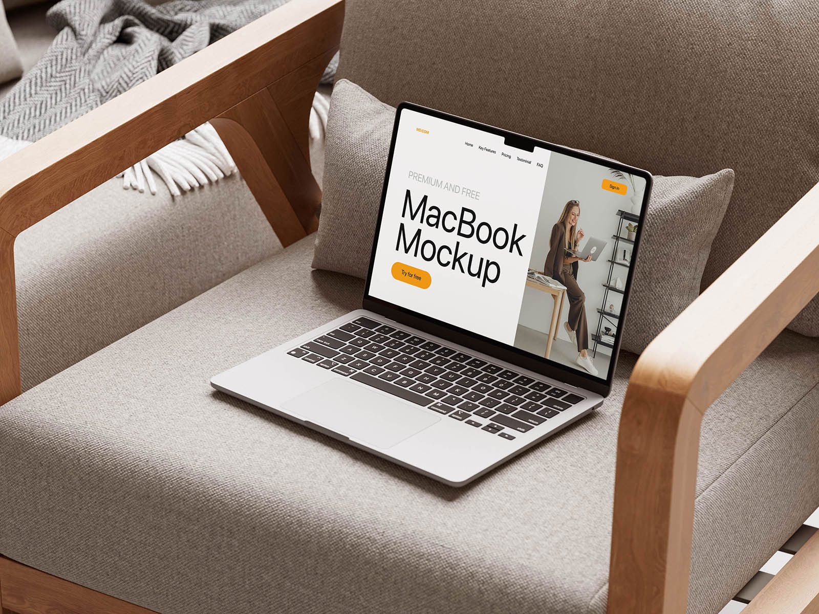 Free Cozy MacBook Mockup PSD Template