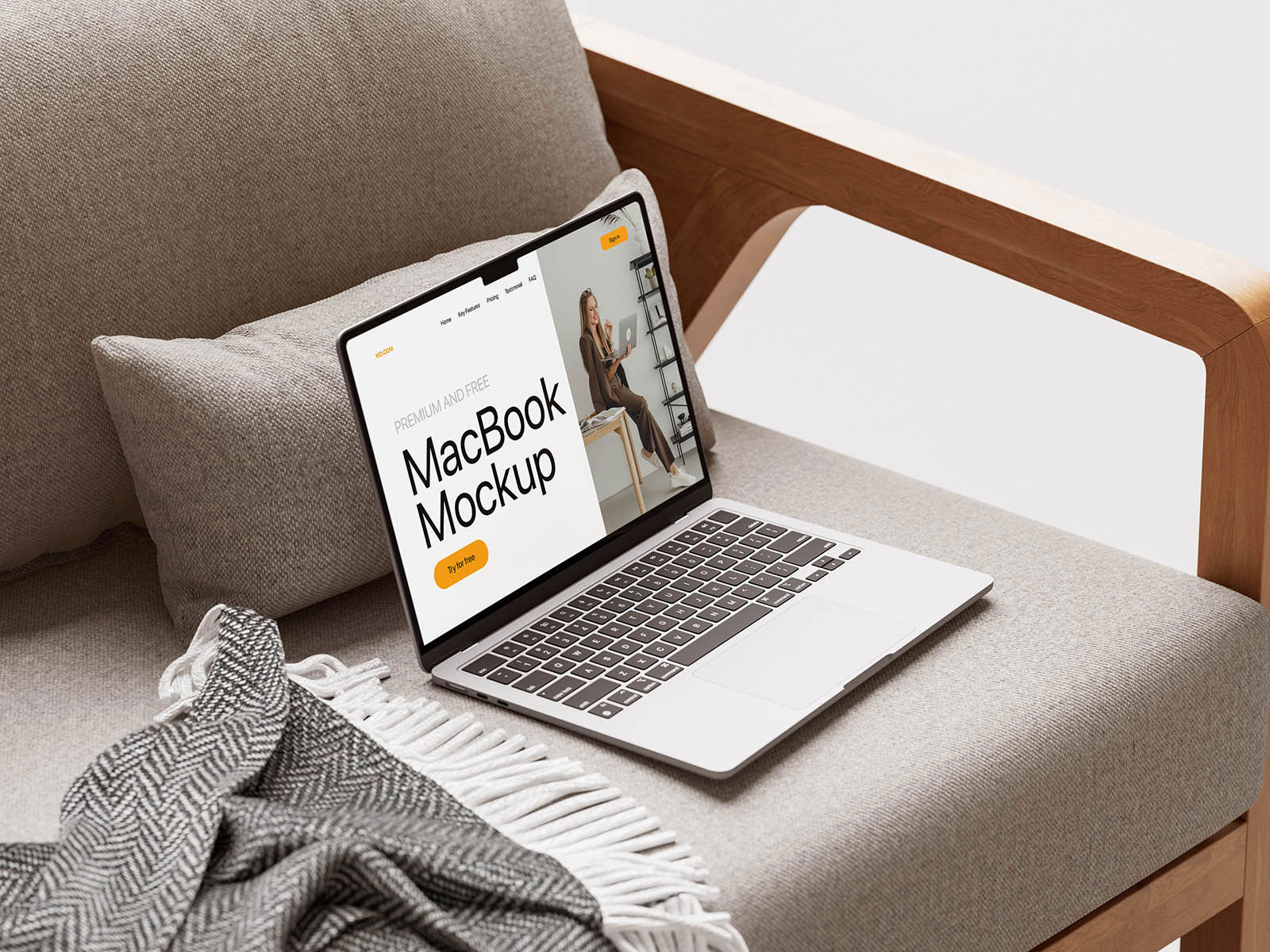 Free Cozy MacBook Mockup PSD Template