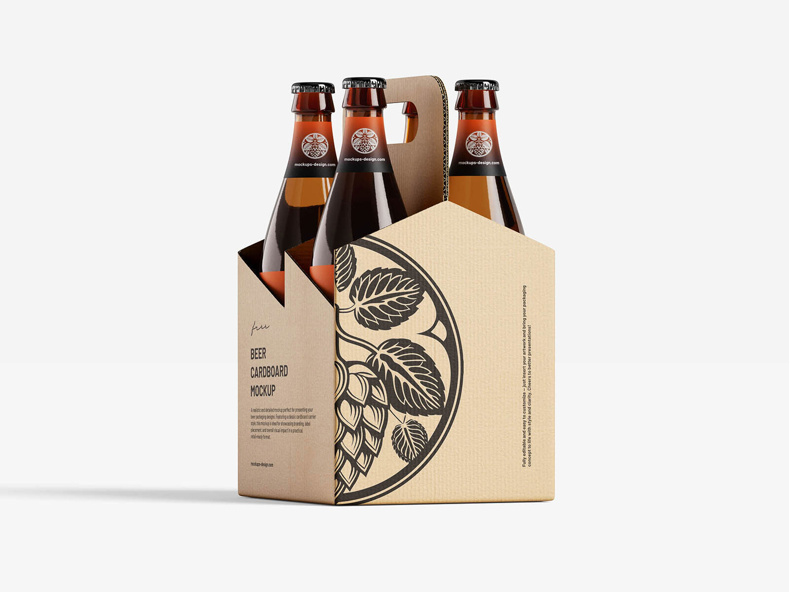 Free Craft Style Beer Carrier Mockup PSD Template