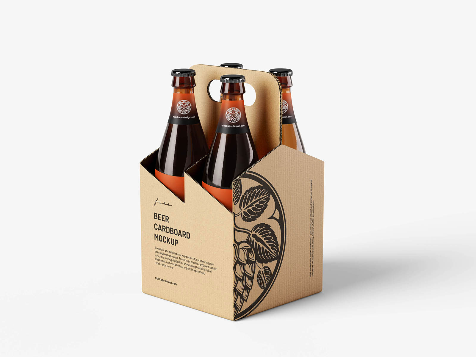Free Craft Style Beer Carrier Mockup PSD Template