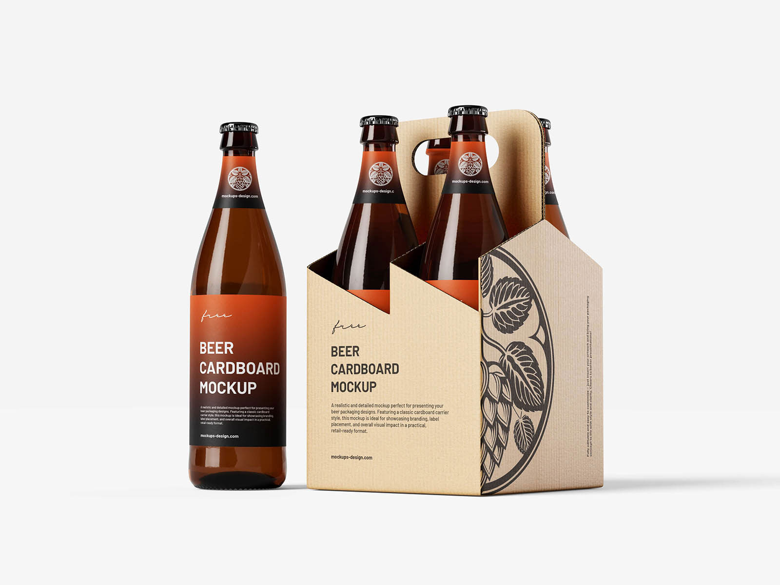 Free Craft Style Beer Carrier Mockup PSD Template