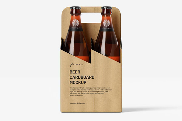 Free Craft Style Beer Carrier Mockup PSD Template