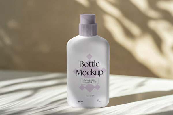 Free Cream Plastic Bottle Mockup PSD Template