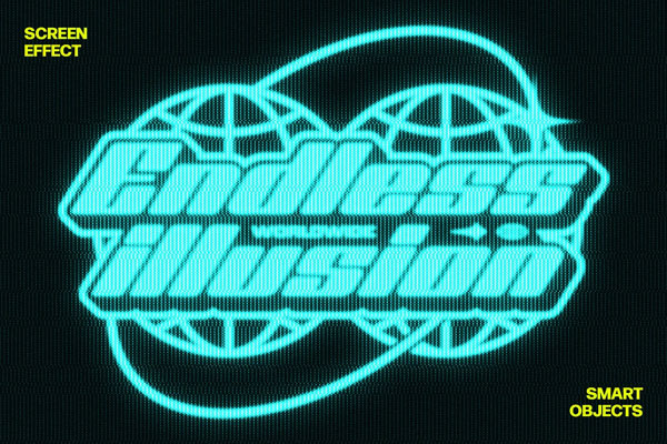 Free CRT Screen Text Effect / Logo Mockup PSD Template