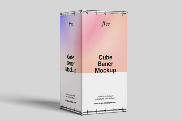 Free Cube Banner Mockup PSD Template