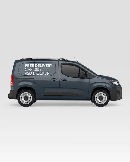 Free Delivery Car Side Mockup PSD Template